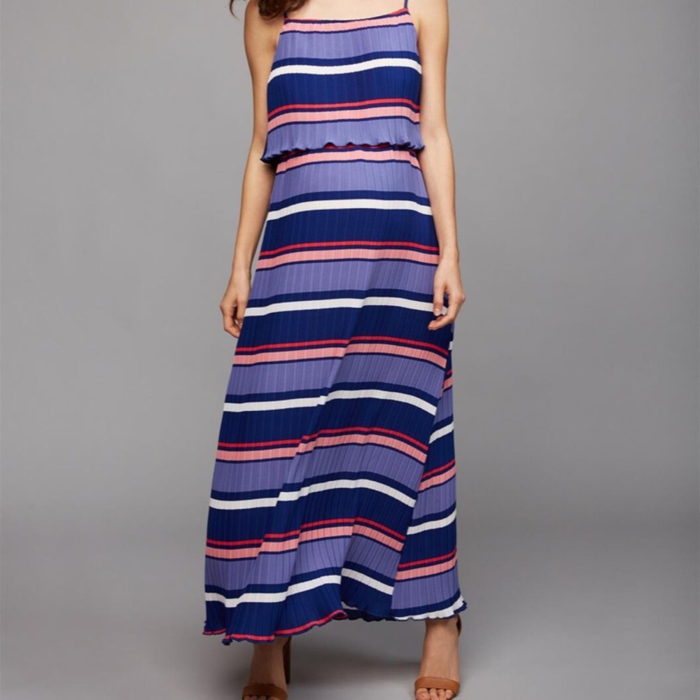 Ruffle stripe Maternity Maxi